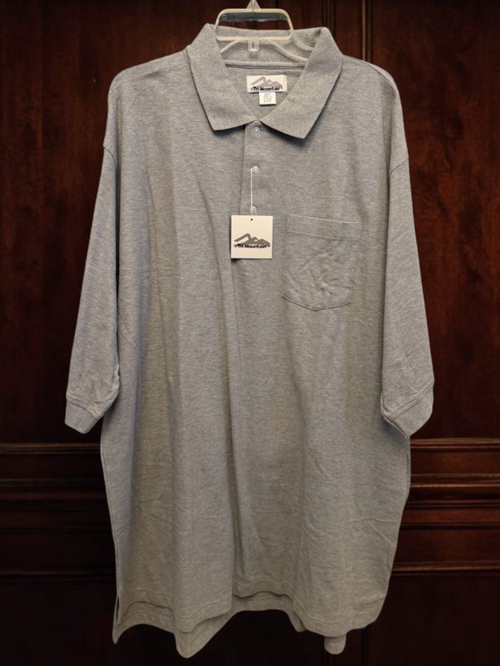 New with Tags Men's 2XLT Tri-Mountain Gray Polo Shirt with Chest Pocket